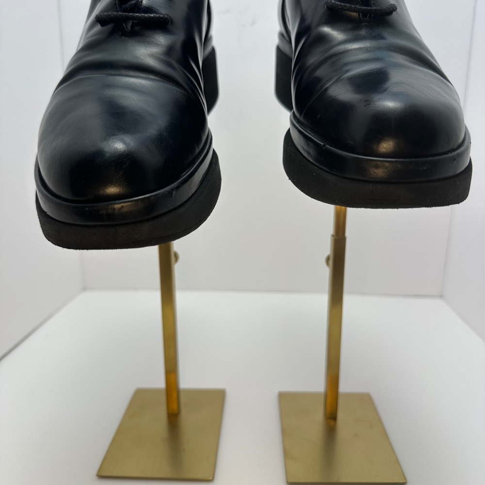 Sergio Rossi Black Leather Platform Oxfords Lace Up Shoes Italy Size 38.5 - Picture 6 of 15